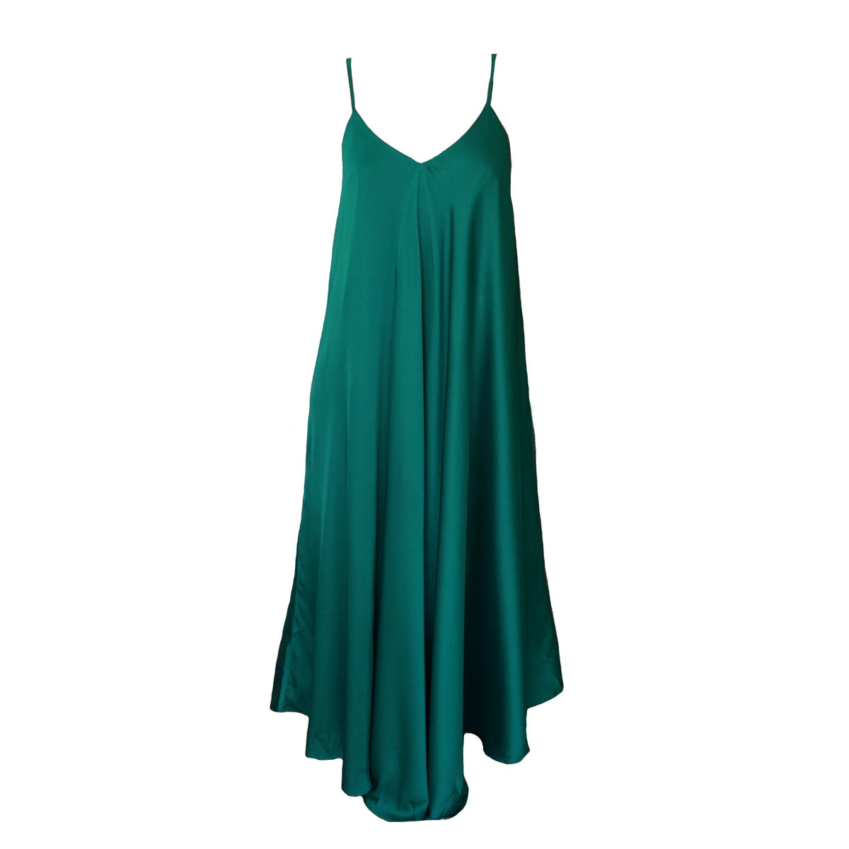 Deep Green Satin Mariella Dress