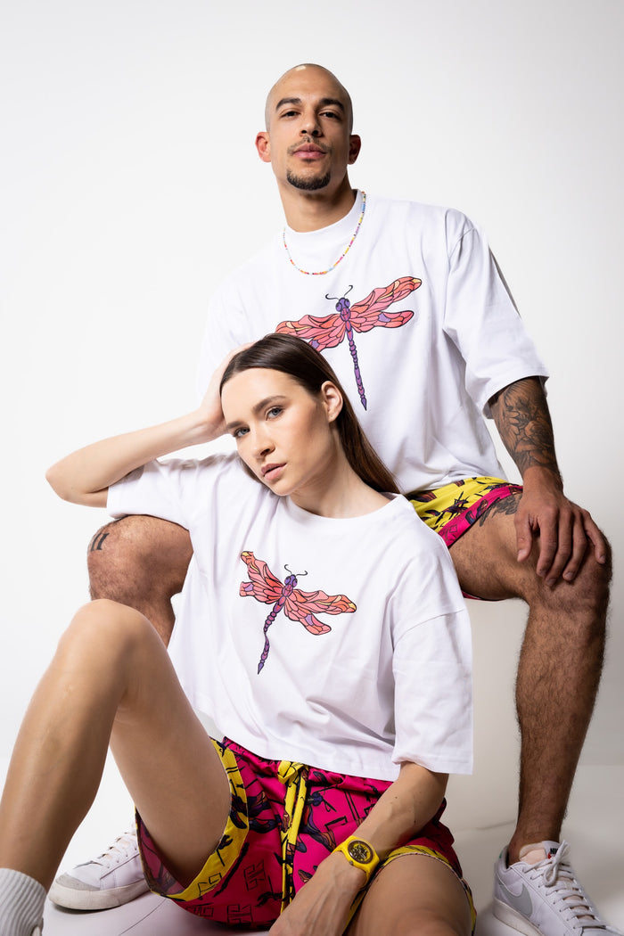 White Dragonfly Cotton Shawty T-shirt