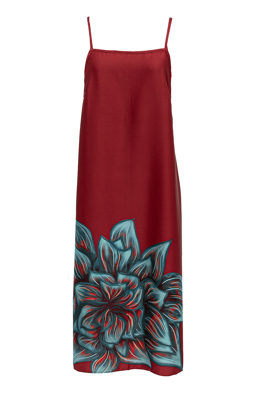 Wine Blue Rose Satin Linda Cami Top