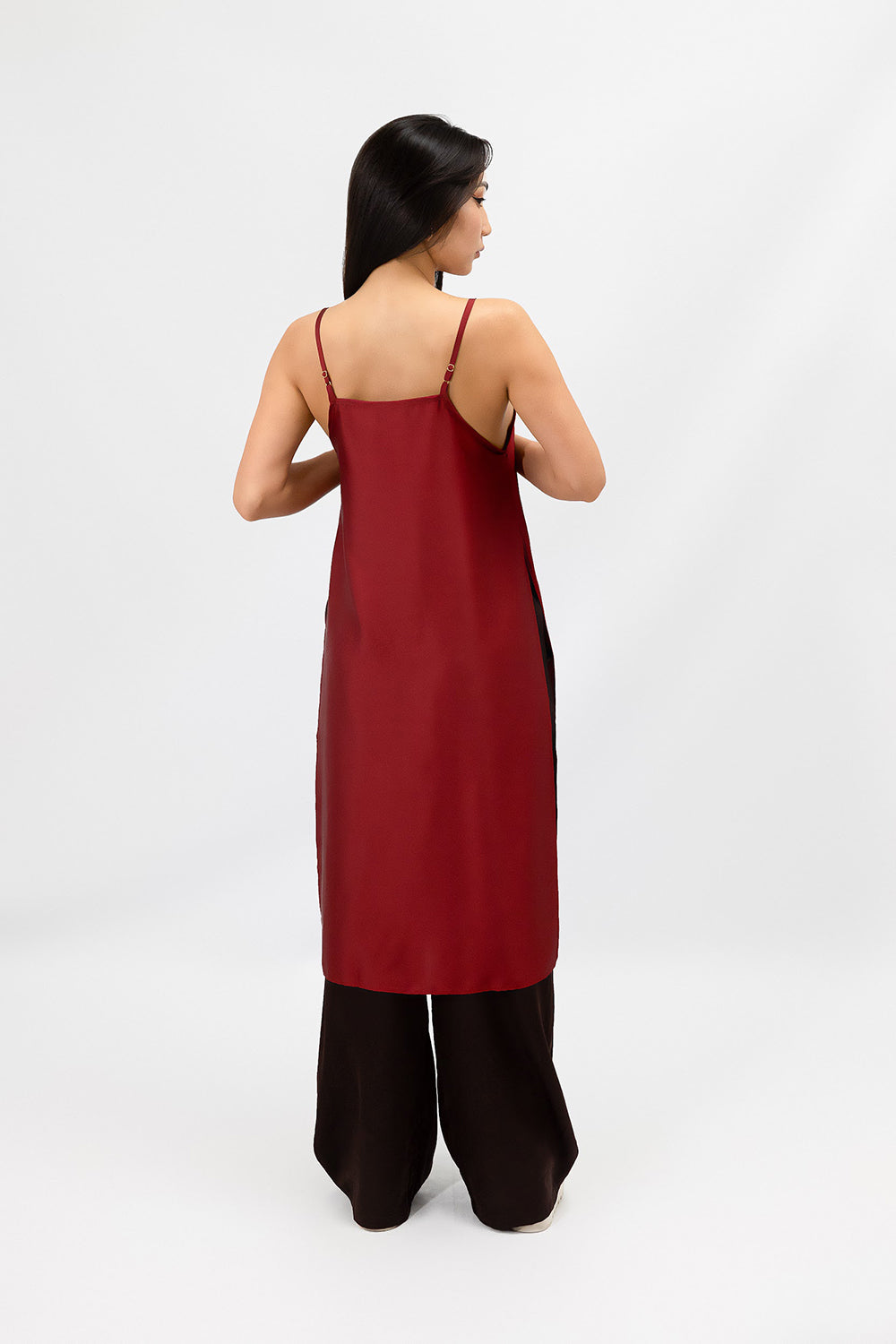 Wine Blue Rose Satin Linda Cami Top