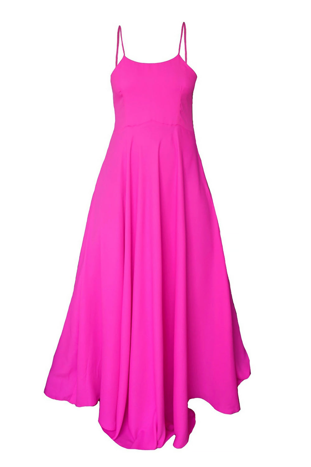 Hot Pink Crepe Bias Cut Maxi Dress