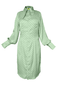 Matcha Latte Satin Jessica Shirt Dress