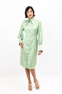 Matcha Latte Satin Jessica Shirt Dress