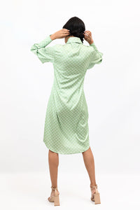 Matcha Latte Satin Jessica Shirt Dress