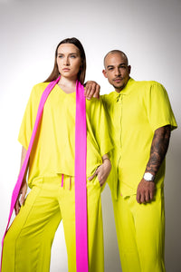 Neon-Yellow Crepe Billy Top