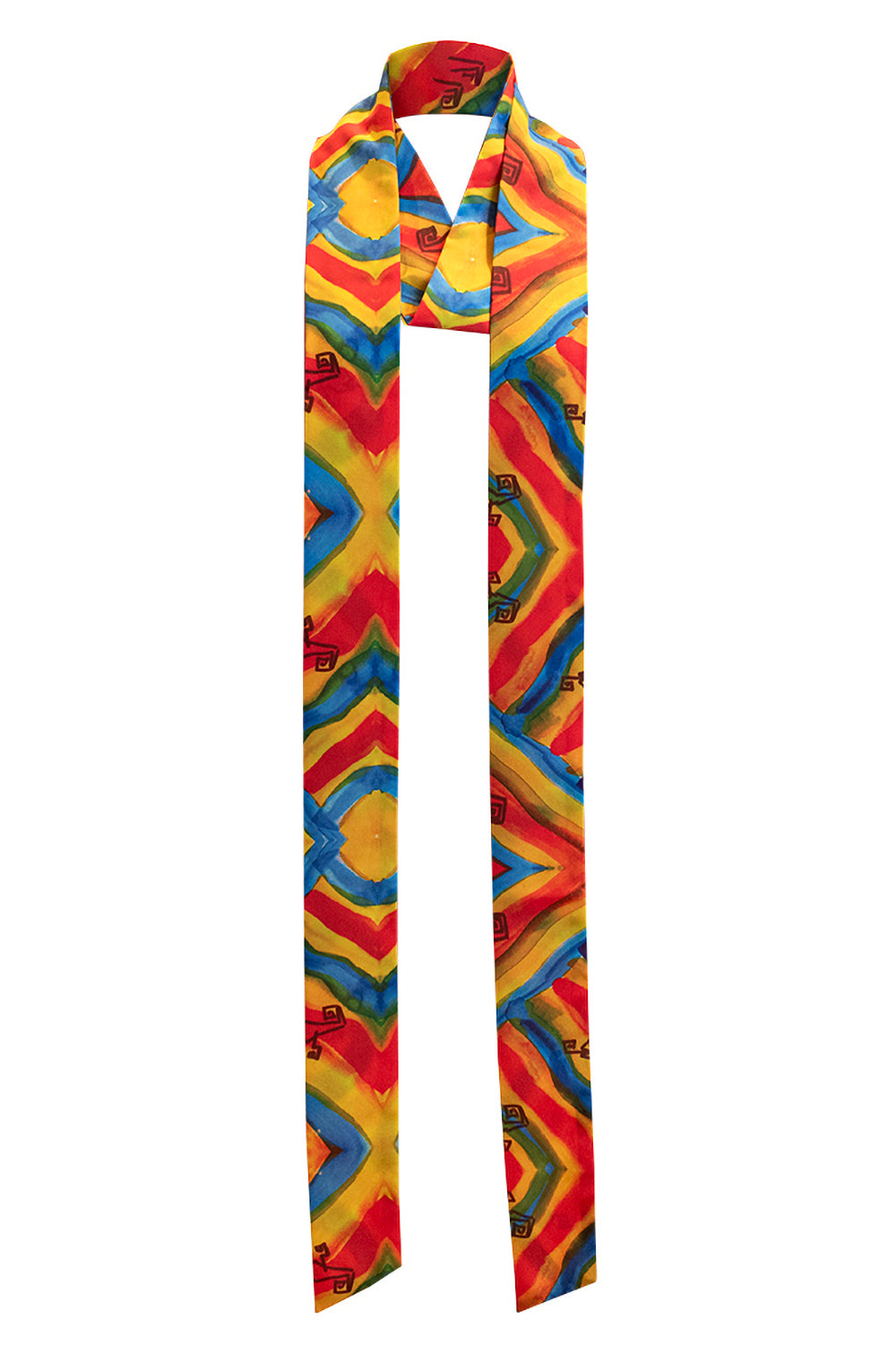 Rainbow Lizards Satin Skinny Long Scarf