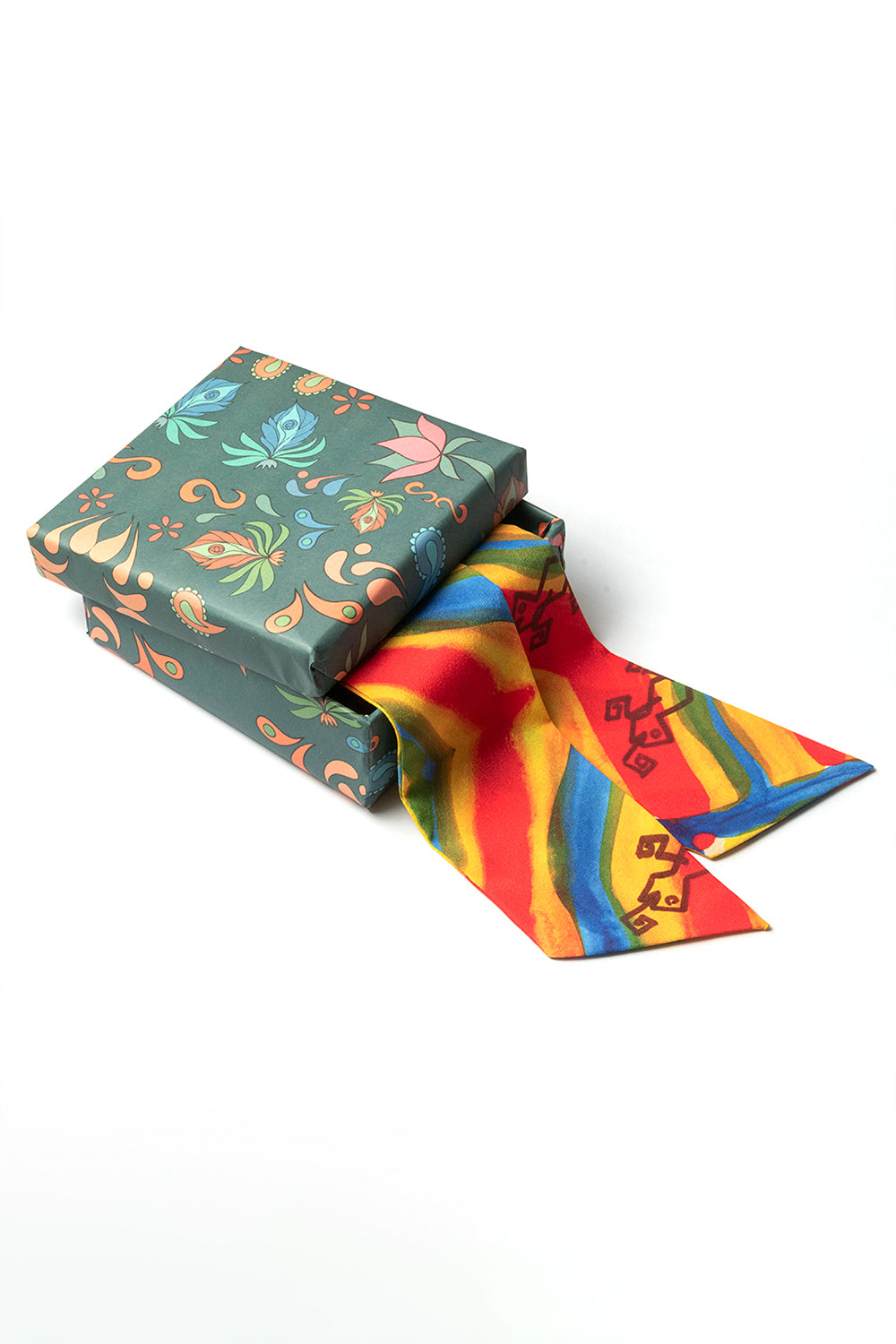 Rainbow Lizards Satin Skinny Long Scarf