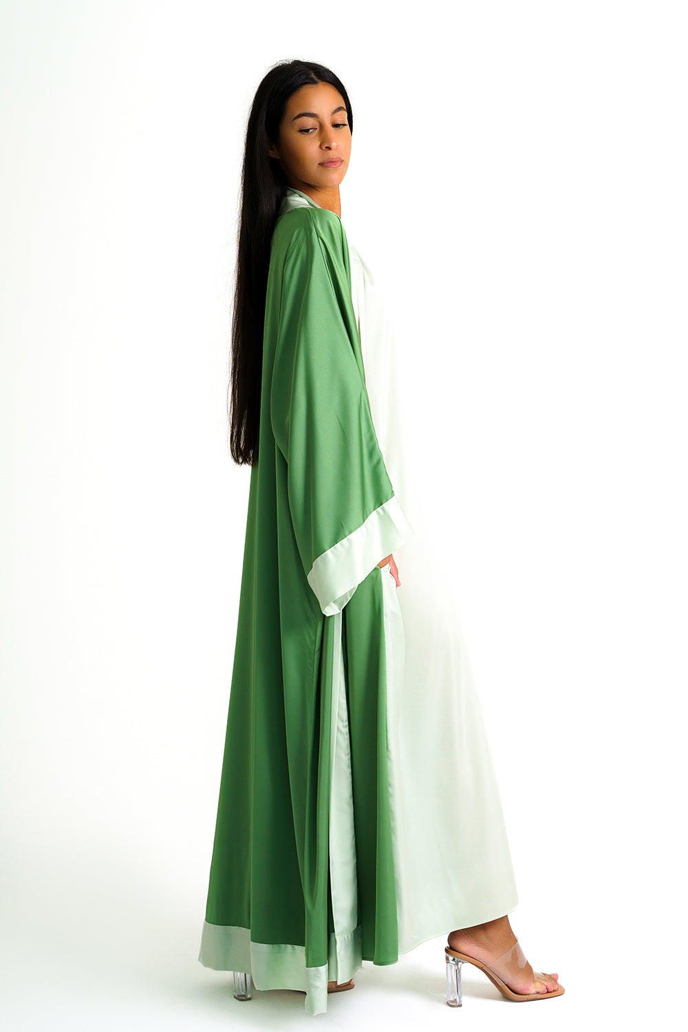 Sage-Green Satin Dress