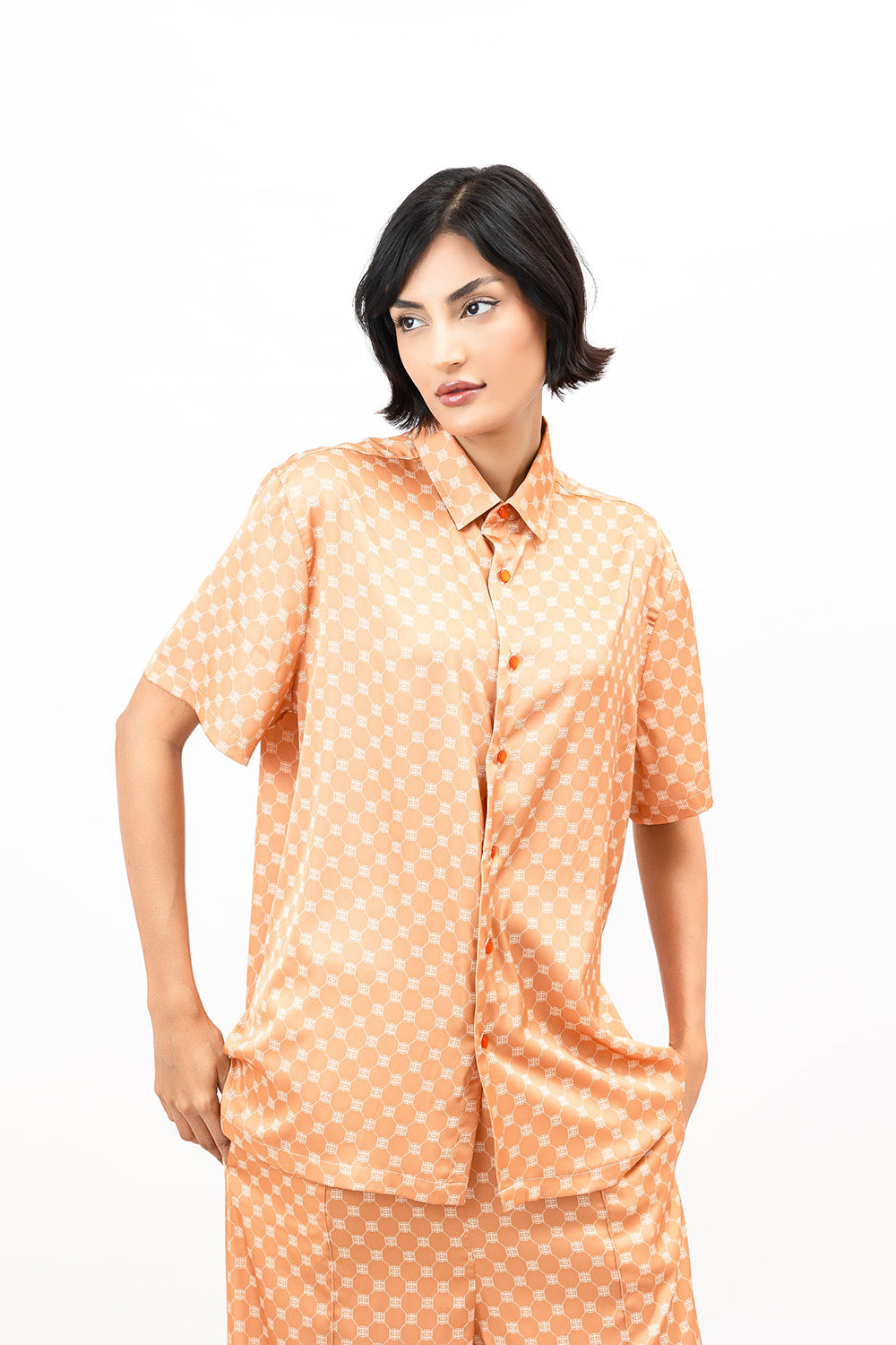 Apricot Crush Satin Kyle Shirt