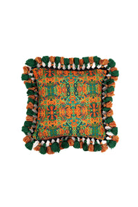 Fringed All Over Snakes And Paisley Print Cushion