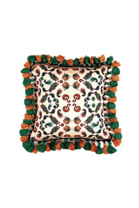 Fringed All Over Snakes And Paisley Print Cushion