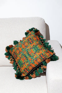 Fringed All Over Snakes And Paisley Print Cushion