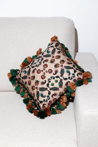 Fringed All Over Snakes And Paisley Print Cushion