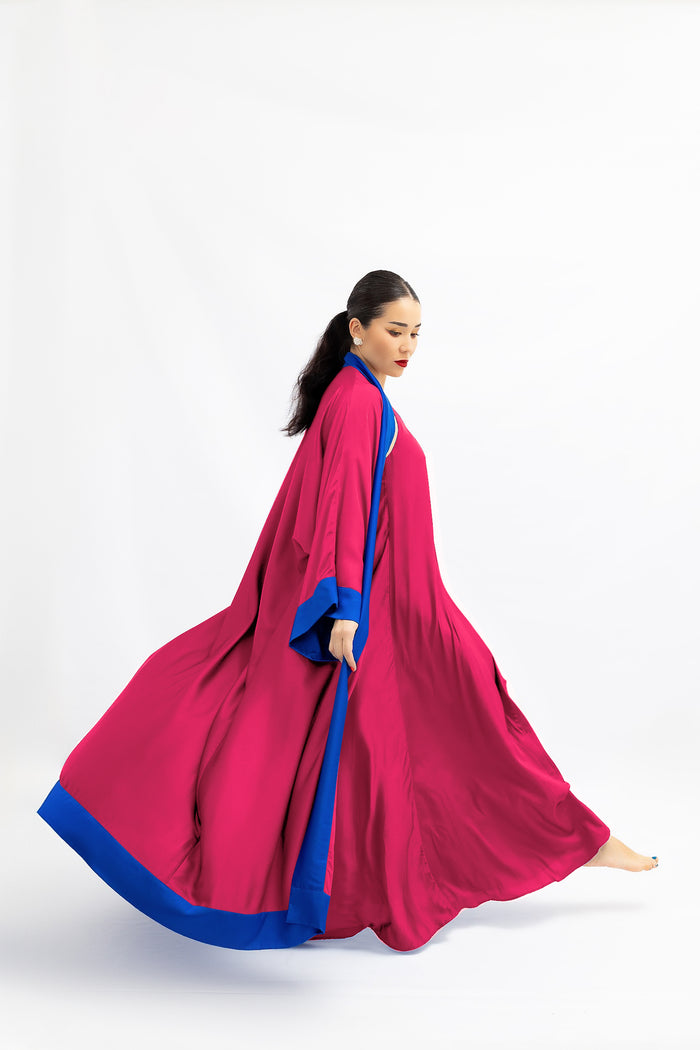 Fuchsia Blue Cuffs Abaya Kaftan