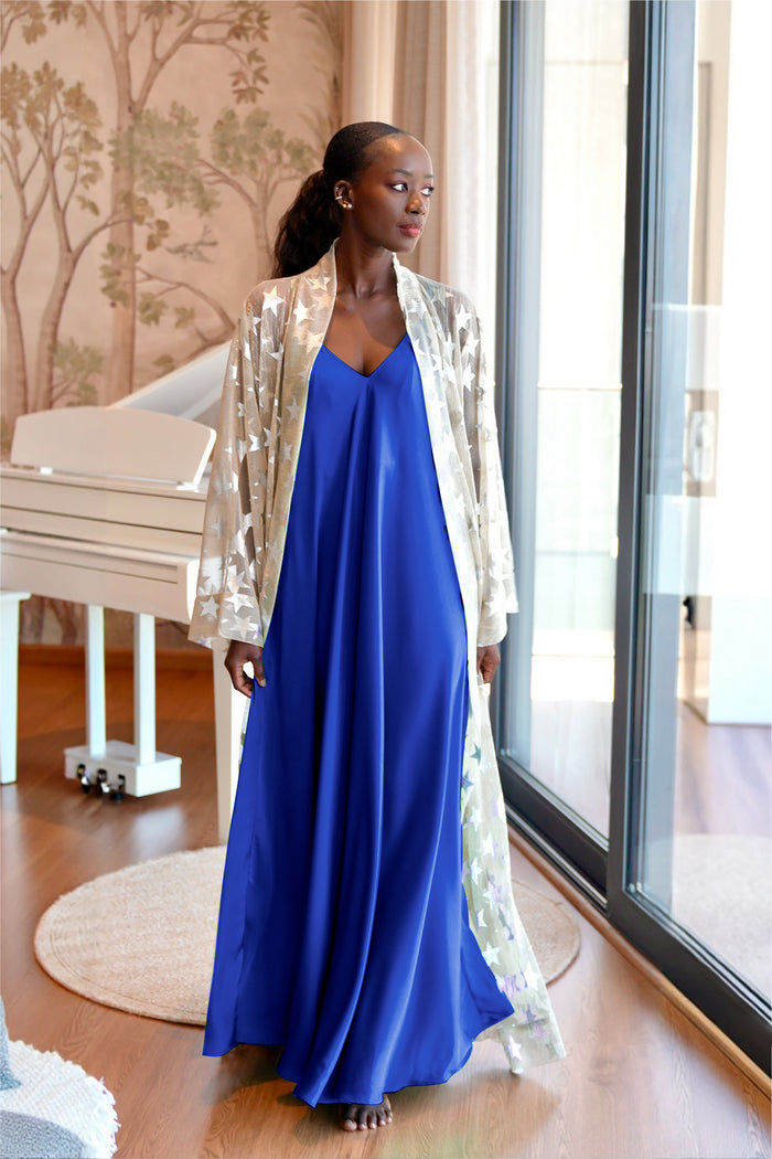 Blue Satin Mariella Dress
