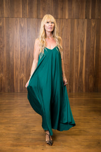 Deep Green Satin Mariella Dress