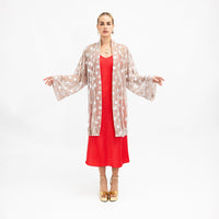 Golden Shimmering Mesh Silver Stars Kimono