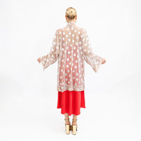 Golden Shimmering Mesh Silver Stars Kimono