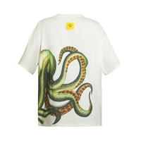 Octopus Print Oversized Unisex Off White T-shirt