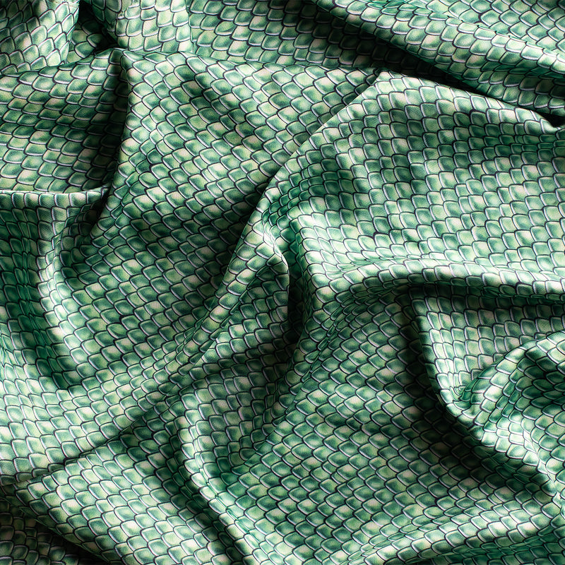 Dragonscale Print Satin Short Robe