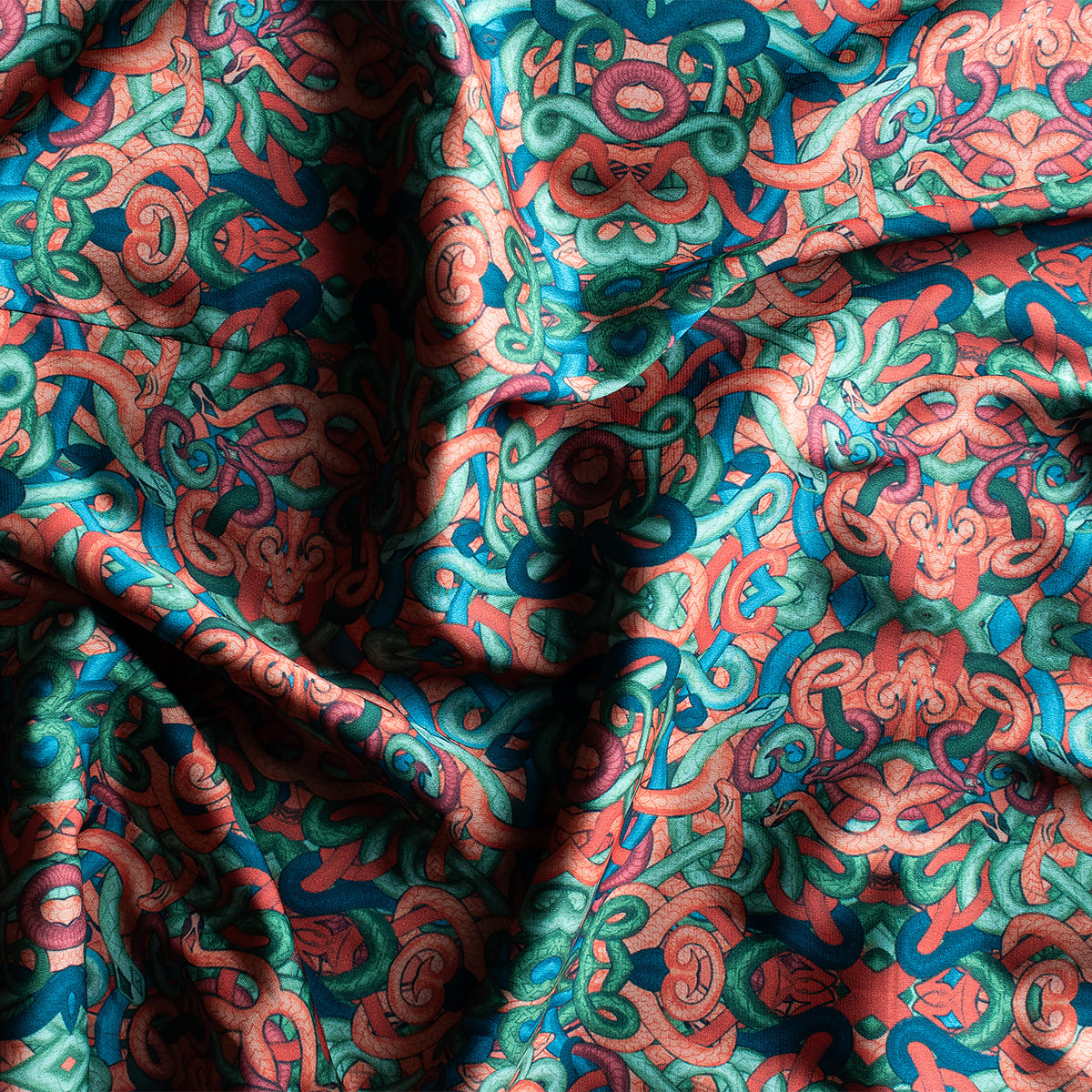 Snakes Satin Skinny Long Scarf