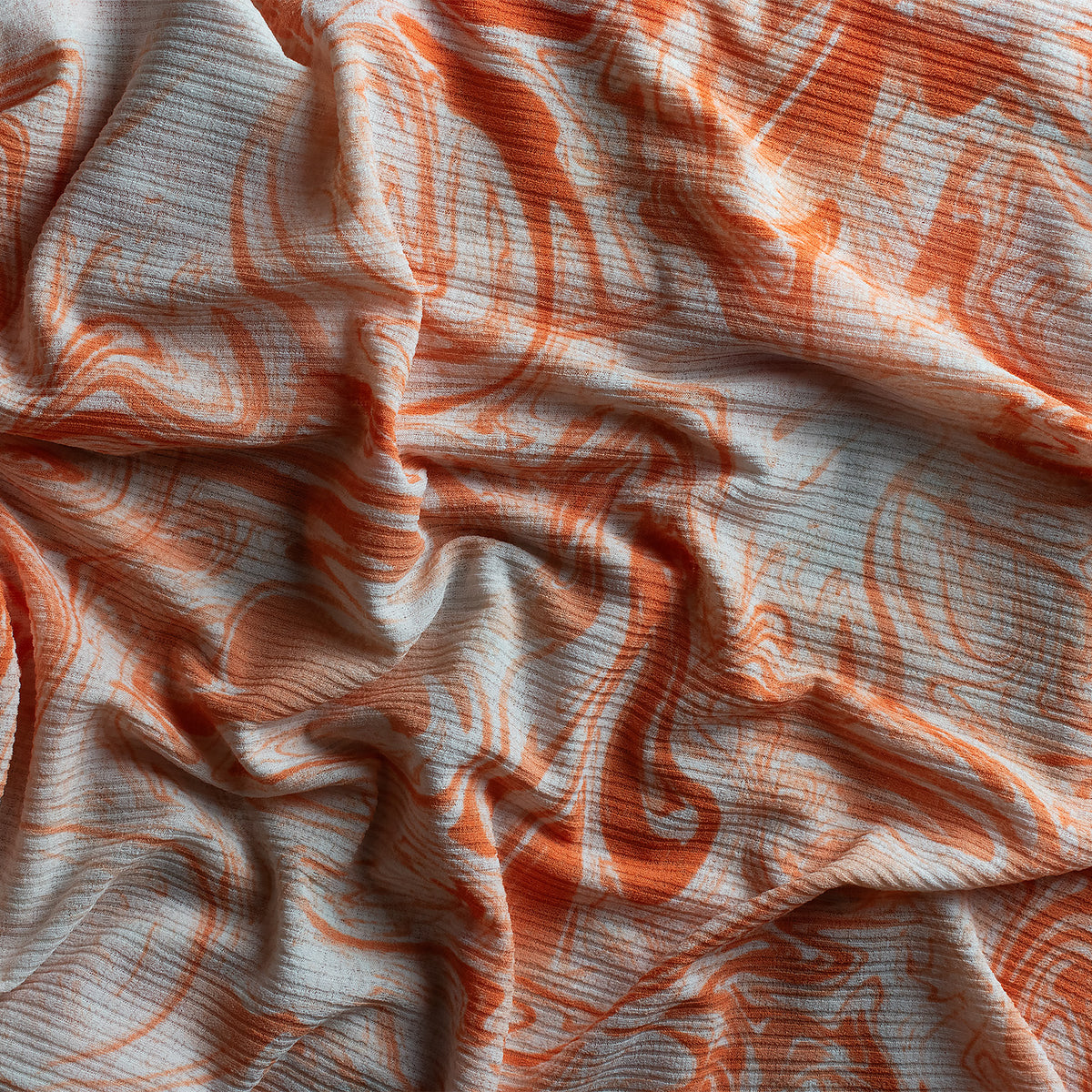 Orange Tie Dye Synthetic Long-Sleeve Asymmetric Bodycon Ribbed Mini Dress