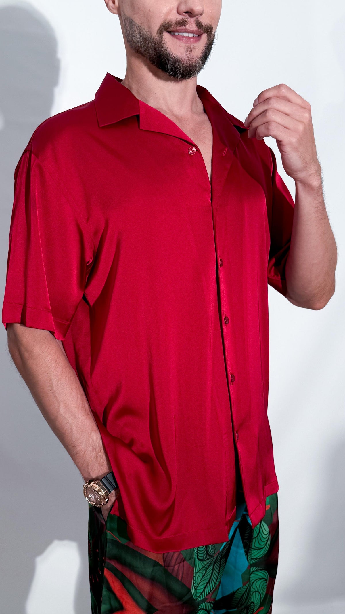 Burgundy Satin London Shirt