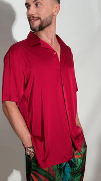 Burgundy Satin London Shirt