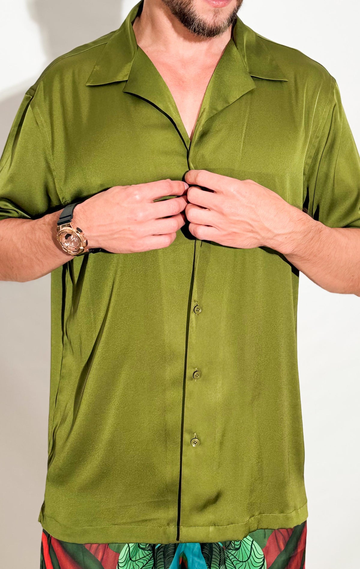 Olive Satin London Shirt