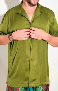 Olive Satin London Shirt