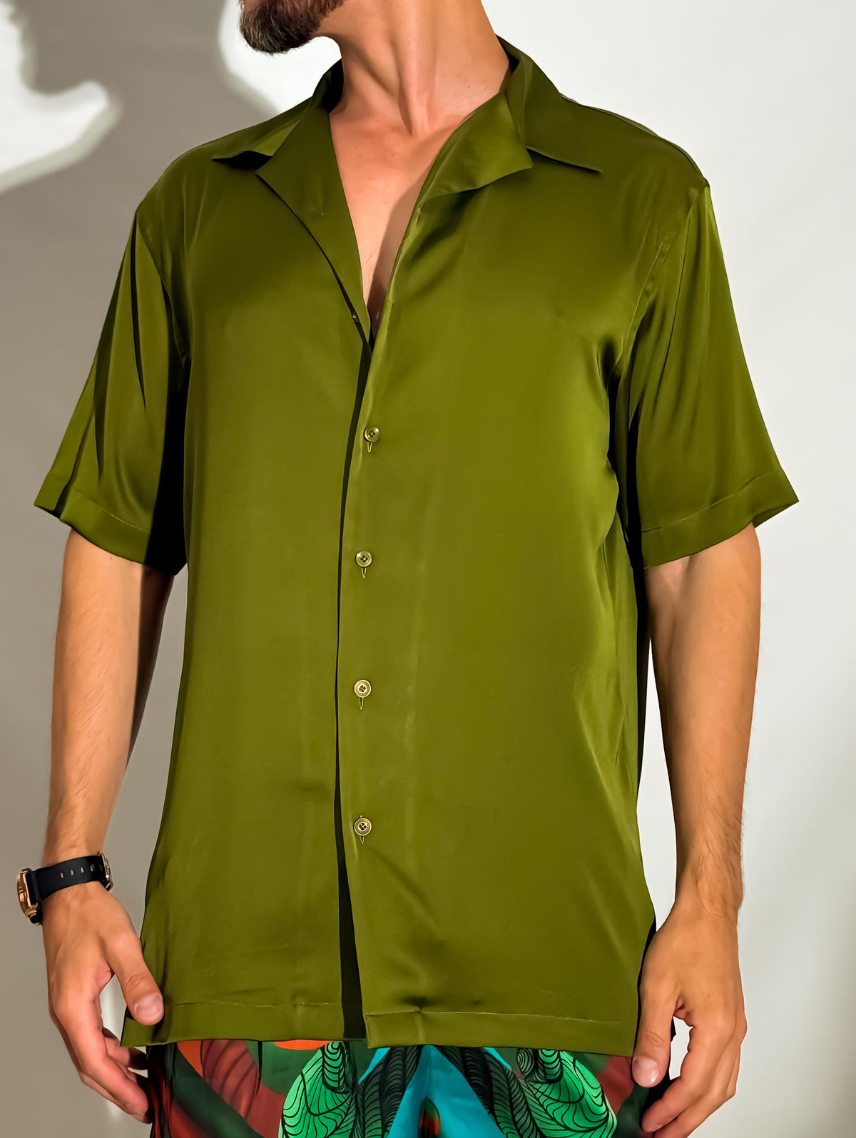 Olive Satin London Shirt