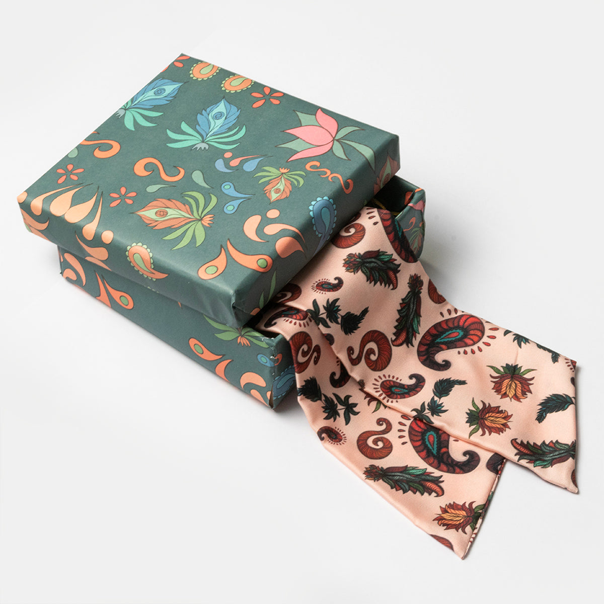 Paisley Satin Skinny Long Scarf