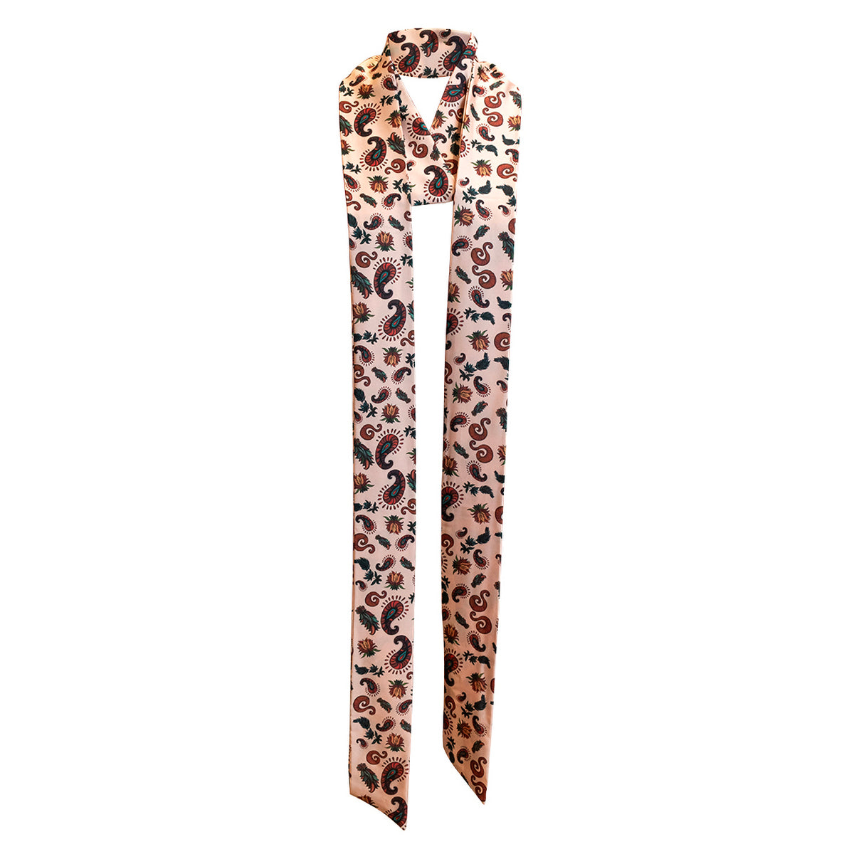 Paisley Satin Skinny Long Scarf