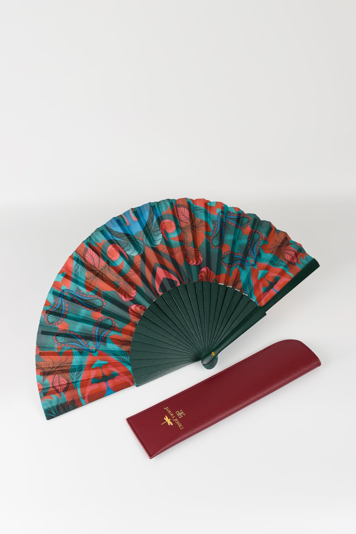 Autumn Paisley Green Hand Fan