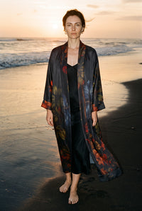 Black Art Satin Abaya Kaftan