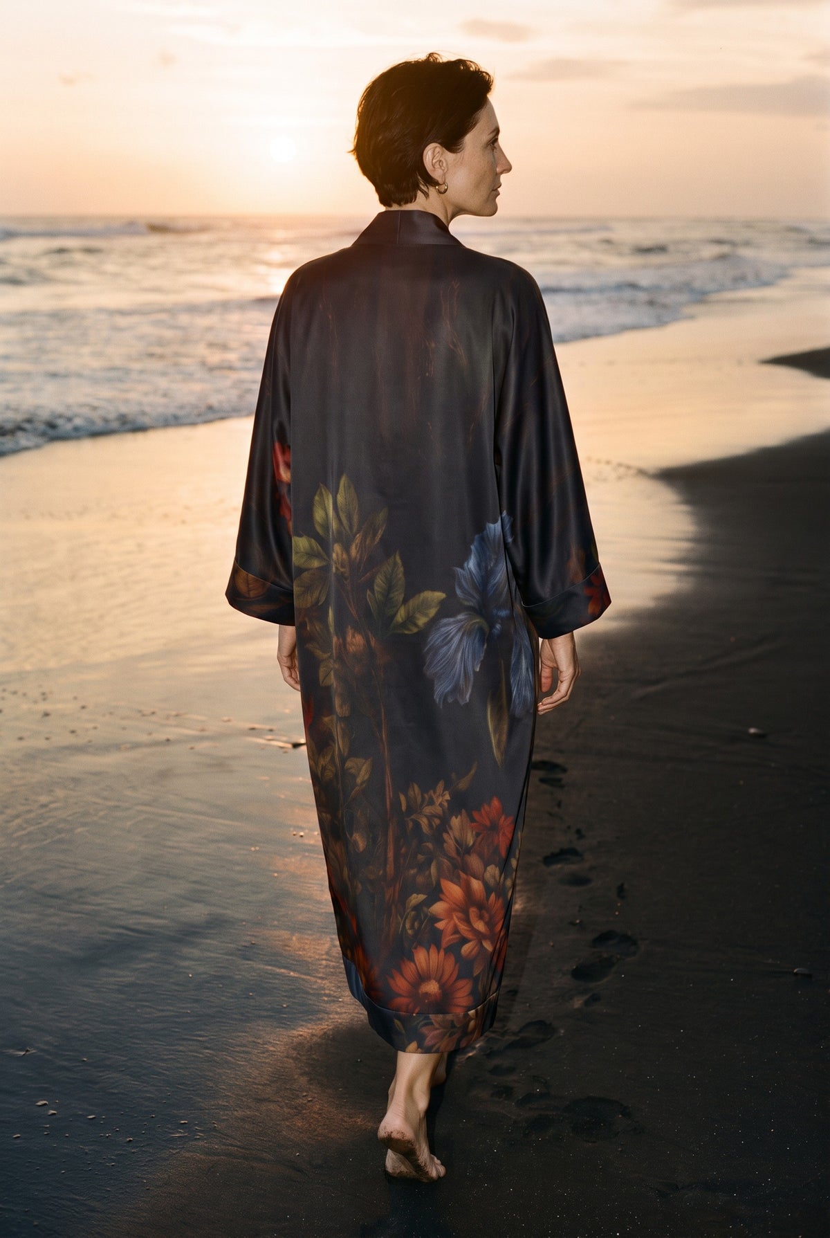 Black Art Satin Abaya Kaftan