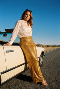 Sheer Sequin Long Sleeve Shirt