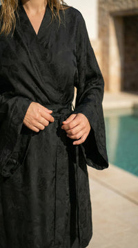 Black Jacquard Sarah Kimono Mini Dress