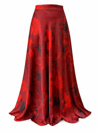 Burgundy Floral Bomb Print Ivy Maxi Skirt