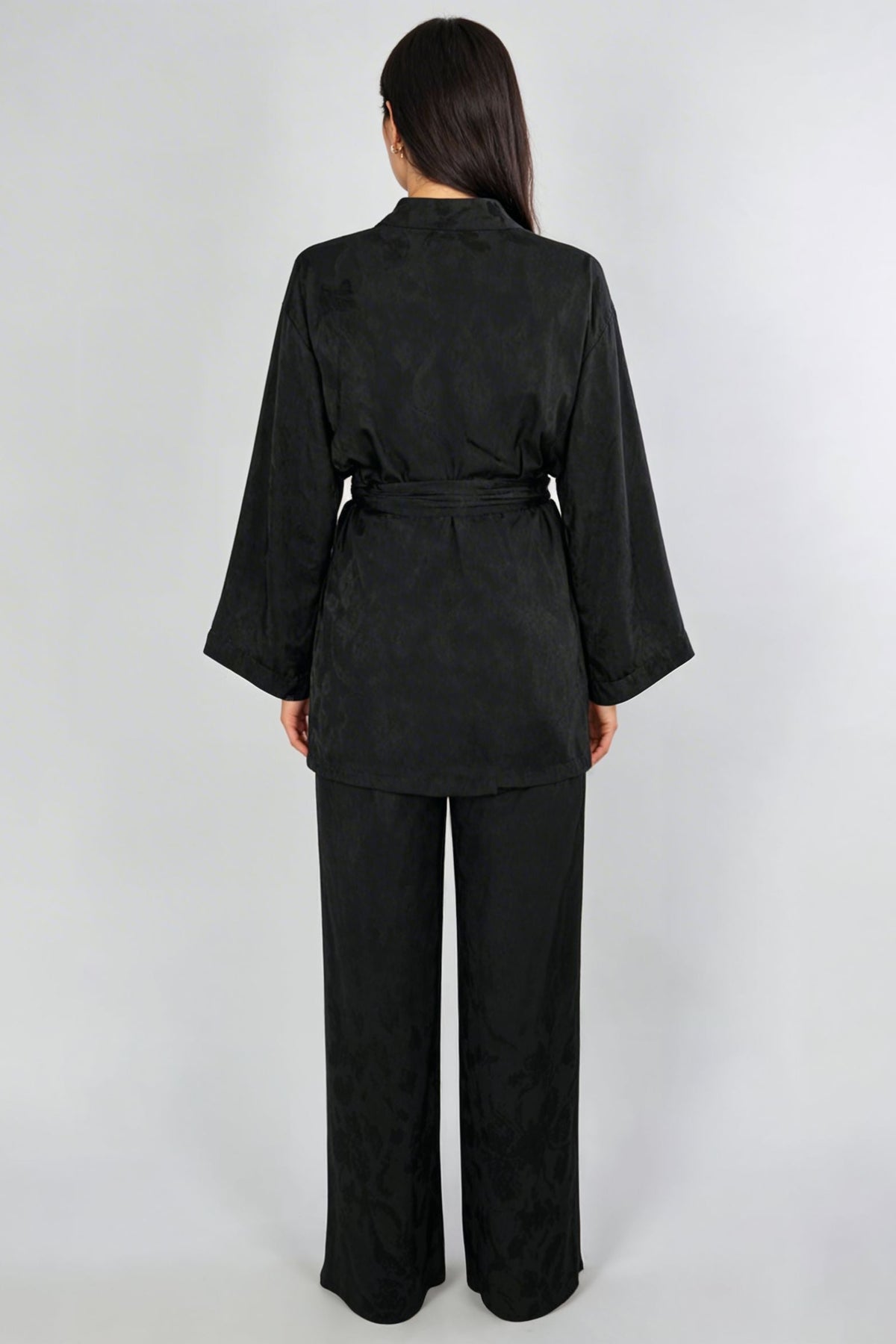 Black Jacquard Lucy Kimono Set