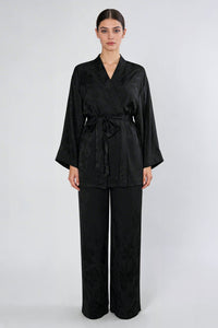 Black Jacquard Lucy Kimono Set