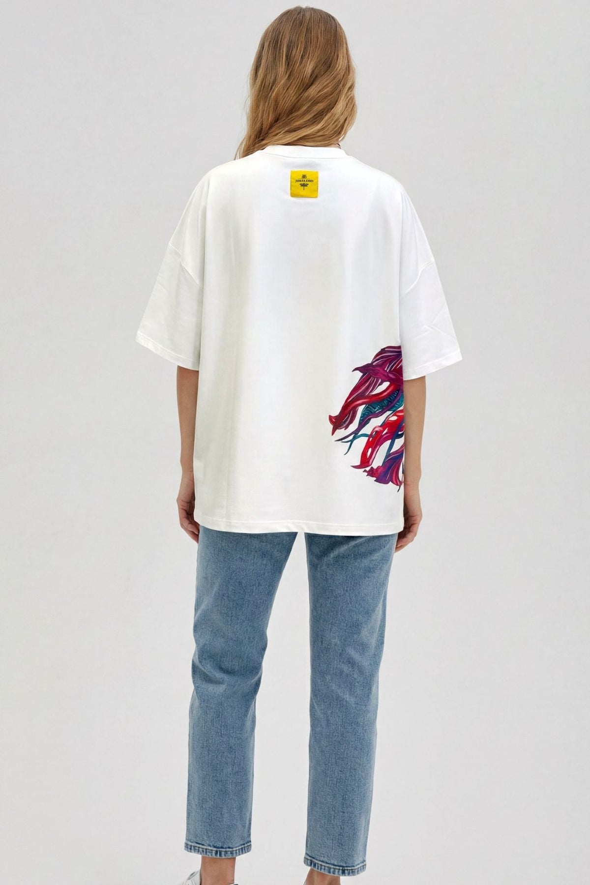 Jelly Fish Oversized Unisex Off White T-Shirt