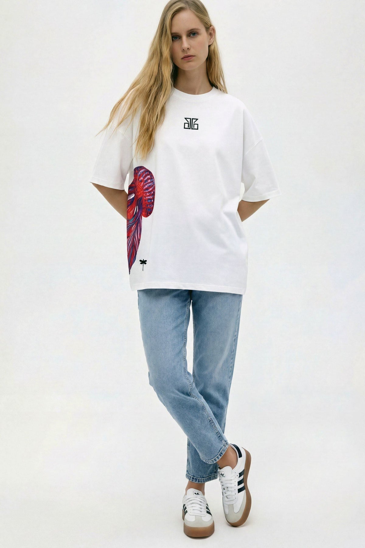 Jelly Fish Oversized Unisex Off White T-Shirt