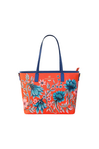 Azure Flowers Orange Tote Bag