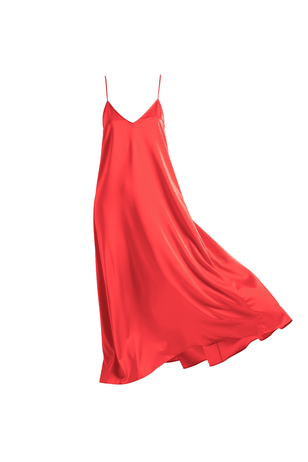 Coral Red Mariella Satin Maxi Dress