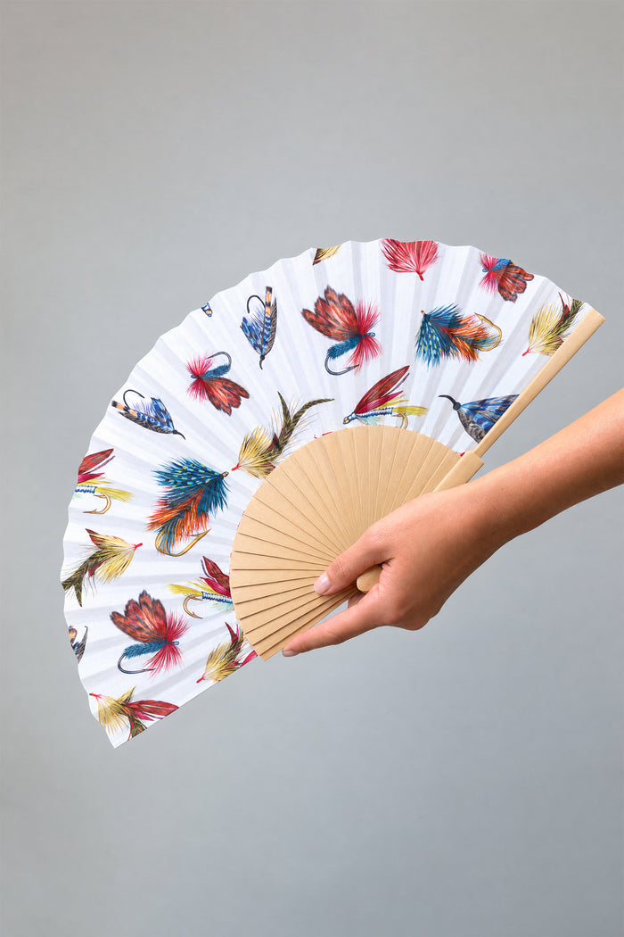 Fishing Flies Printed Wooden Hand Fan