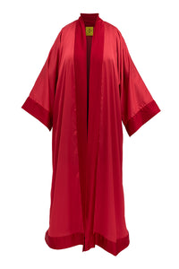 Fuchsia Red Cuffs Satin Abaya Kaftan