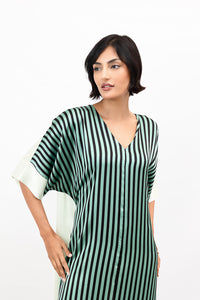 Green Stripes Satin Dress