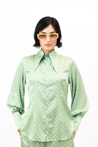 Matcha Latte Satin Stella Blouse