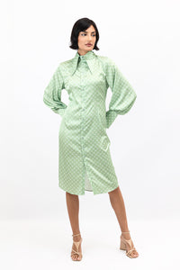 Matcha Latte Satin Jessica Shirt Dress